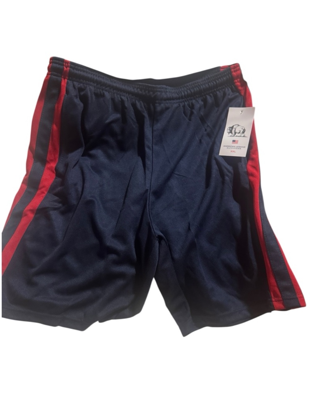 Men's Athletic Mesh Shorts in Navy with Red Side Stripes